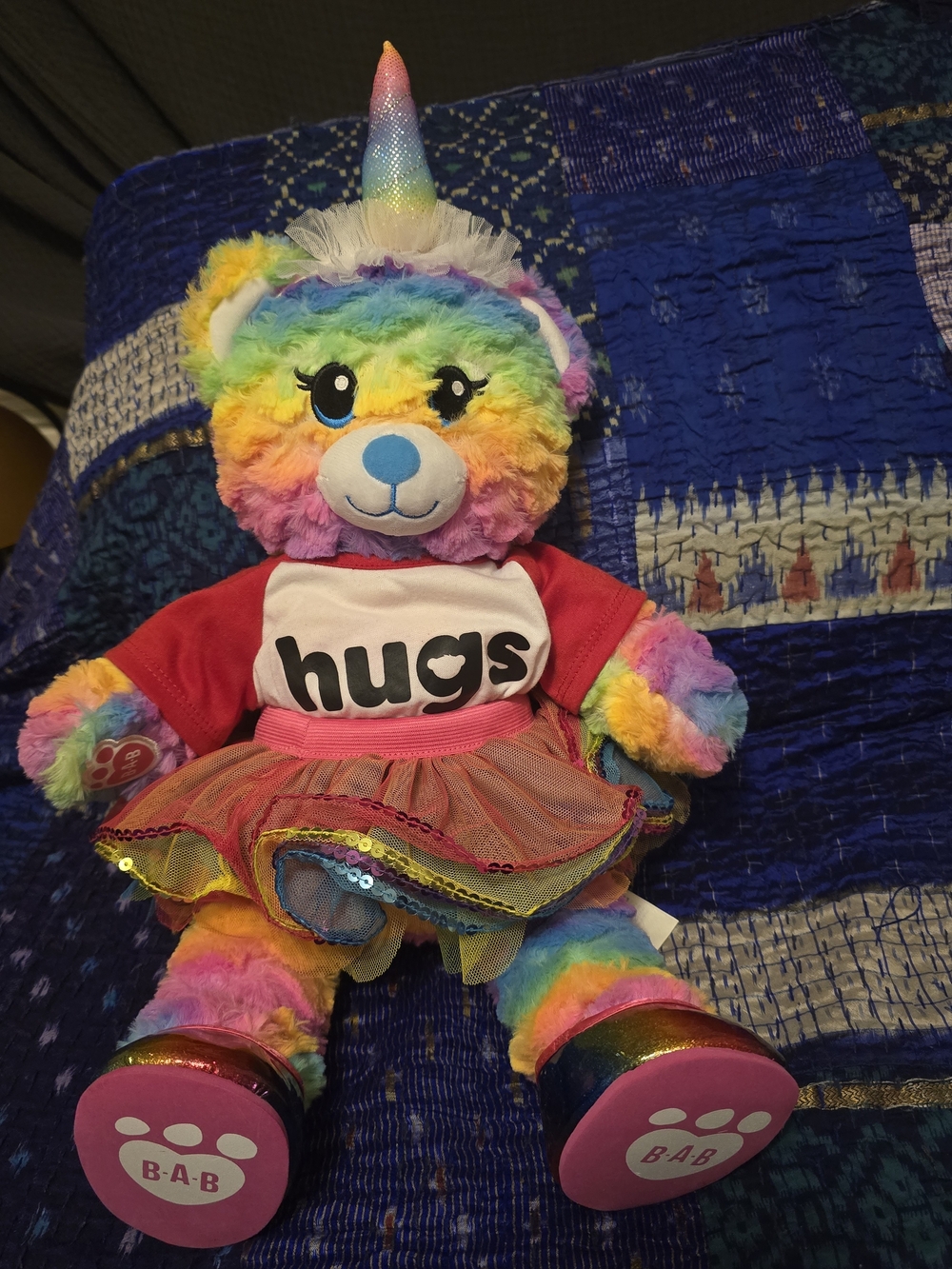 Rainbow Unicorn Plush Bear for Kids by - Multicolor
